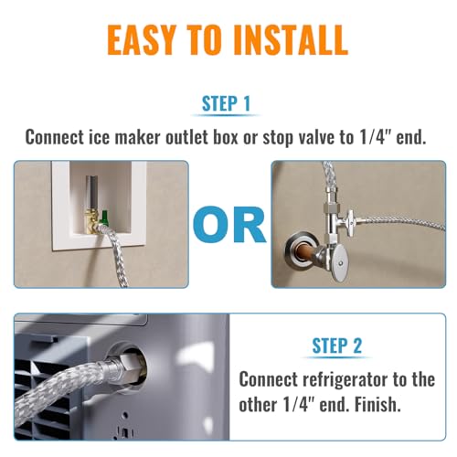 SUNGATOR 2 FT Refrigerator Water Line, 1/4" Comp x 1/4" Comp Ice Maker Hose - size: 2 Feet