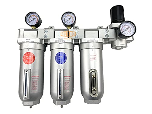 3/4" NPT SUPER DUTY Industrial Grade 4 Stages Filter Coalescing Desiccant Dryer Regulator System For Compressed Air Lines, Metal Bowls, Great For Paint Spray And Plasma Cutter (MANUAL DRAIN) - color: 155 Cfm, 215 Psi (Manual Drain), size: 3/4" NPT