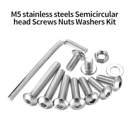 300 Pcs M5 Nuts and Bolts Assortment Kit, Pan Head Machine Screws and Nuts, Stainless Steel Hex Button Head Socket Cap Screws Bolts and Washers, Metric Screw Assortment, Fully Threaded - size: M5
