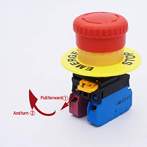 TWTADE/1NO 1NC Red Lamp Self Locking Emergency Stop Mushroom Switch Push Button Station 660V 10A Stop Switch Box YW1B-V4E11R-BOX - color: Red with Box/YW1B-V4E11R, size: 1NO 1NC