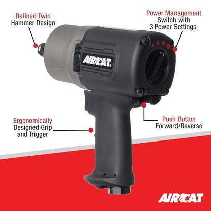 AIRCAT 1770-XL 3/4" Composite Impact Wrench, 1,400 ft-lb Max Torque