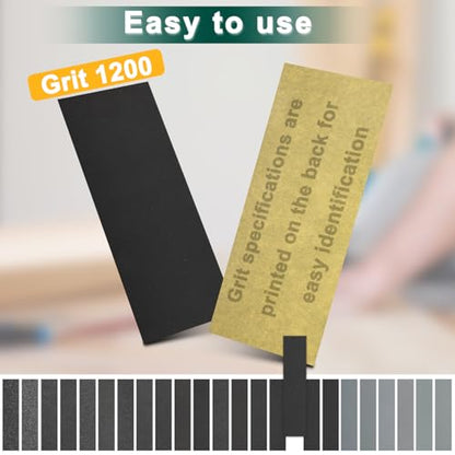 20PCS Sand Paper 1200 Grit Sandpaper Sheets, 9 x 3.6 Inch Wet Dry Sandpaper Sheets, Sand Paper for Metal, Wood Furniture, Automotive and Crafts - color: Q-1200 Grit 20pcs