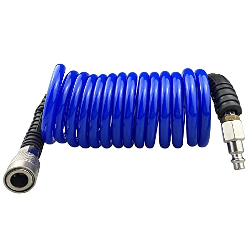 Darnassus PU Recoil Air Hose Compressor Tube with 1/4" Swivel Fittings - color: Blue, size: 10 FT