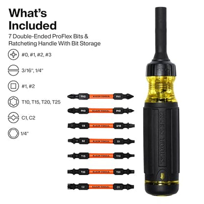 Klein Tools 32315HD 15-in-1 Multi-Bit Ratcheting Screwdriver, 8-Piece - size: 15-in-1 Driver