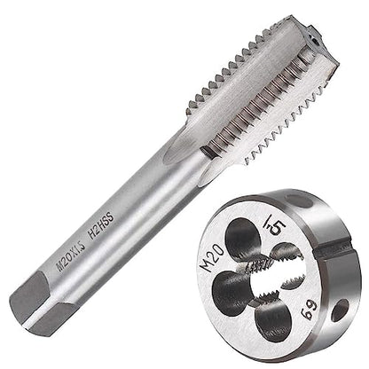 M20 X 1.5 Metric Tap and Die Set M20 X 1.5mm HSS Straight Fluted Machine Thread Right Hand Screw Tap and Round Threading Die - color: m20*1.5