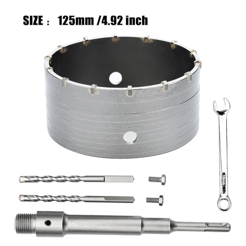 4.92 inch / 125mm Concrete Hole Saw with SDS Plus Shank Rod - style: 125mm ( 4.9 inch )