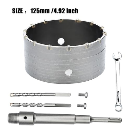 4.92 inch / 125mm Concrete Hole Saw with SDS Plus Shank Rod - style: 125mm ( 4.9 inch )
