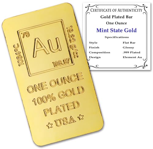 1 oz Gold Plated Bar (Flat Style) 18K Paperweight - color: Gold-plated