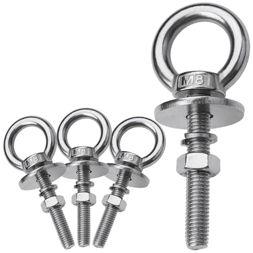 4 Sets M8 Eye Bolts with Nuts, Stainless Steel 5/16" x 2" EyeBolts - size: 5/16"x2"