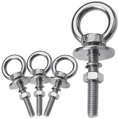 4 Sets M8 Eye Bolts with Nuts, Stainless Steel 5/16" x 2" EyeBolts - size: 5/16"x2"