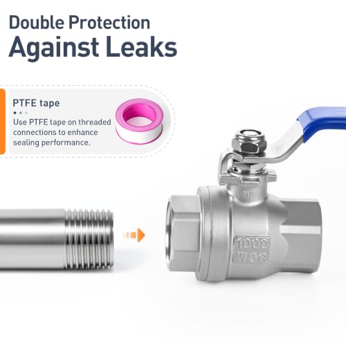 1 1/2" Female NPT 2-Piece Full Port Ball Valve, 2 Pack - size: 1 1/2"