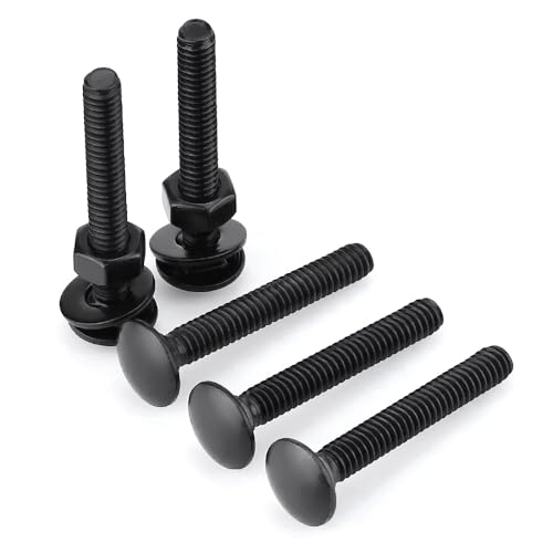 16 Sets 5/16-18 x 2-1/2" Black Carriage Bolts Screws and Hex Nuts & Flat Washers, 304 Stainless Steel 18-8, Round Head Square Neck, Full Thread Coverage - size: 5/16-18 x 2-1/2"
