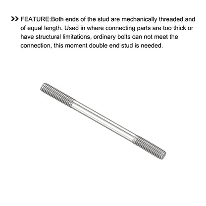 METALLIXITY Double Ended Stud Screws (M4 Thread 55mm Length) 10pcs, 304 Stainless Steel Dual Threaded Rod Bolts - for House Maintenance - size: M4x55mm