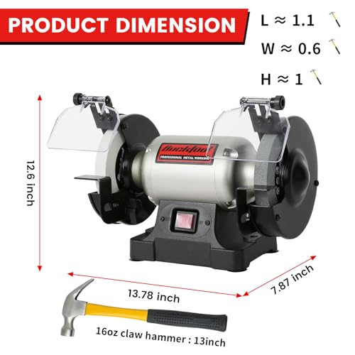 BUCKTOOL 6" 1/3HP Low Speed Bench Grinder,High Precision Wobble Free Wheels - style: 6" Low Speed