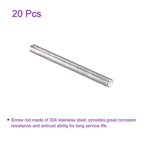 DMiotech 20 Pack M3 x 40mm Fully Threaded Rod 304 Stainless Steel Right Hand Threads Rod Bar Studs Clamps and U-Bolts - size: M3 x 40mm