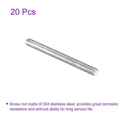 DMiotech 20 Pack M3 x 40mm Fully Threaded Rod 304 Stainless Steel Right Hand Threads Rod Bar Studs Clamps and U-Bolts - size: M3 x 40mm
