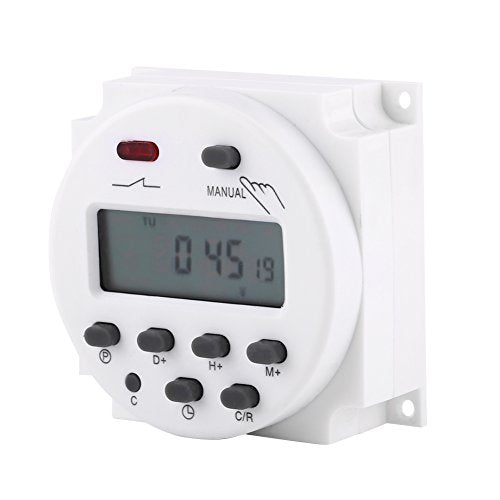 Programmable Relay Timer Switch, Digital Weekly Scheduling Control with Battery Backup Manual Override and LCD Display for Home HVAC White 1 Pack