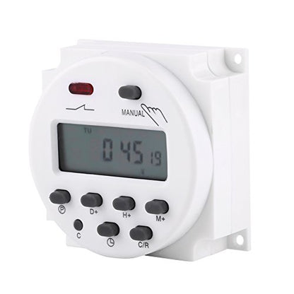 Programmable Relay Timer Switch, Digital Weekly Scheduling Control with Battery Backup Manual Override and LCD Display for Home HVAC White 1 Pack