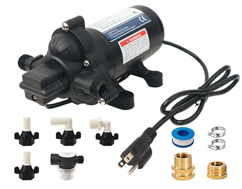T33 Automatic On-Demand Diaphragm Pump 115Vac, 4.0GPM, 45PSI, Industrial Water Pressure Pump for Kitchen, Bathroom, RV, Marine Yacht, Caravan, Garden - style: 115Vac, 4.0GPM, 45PSI