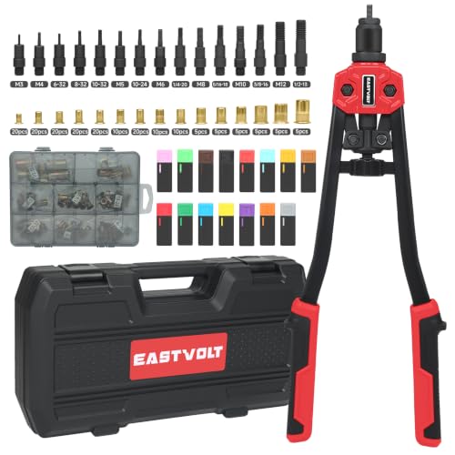 Eastvolt 16" Rivet Nut Tool Kit, 15 Metric/SAE Mandrels and 180PCS Rivnuts
