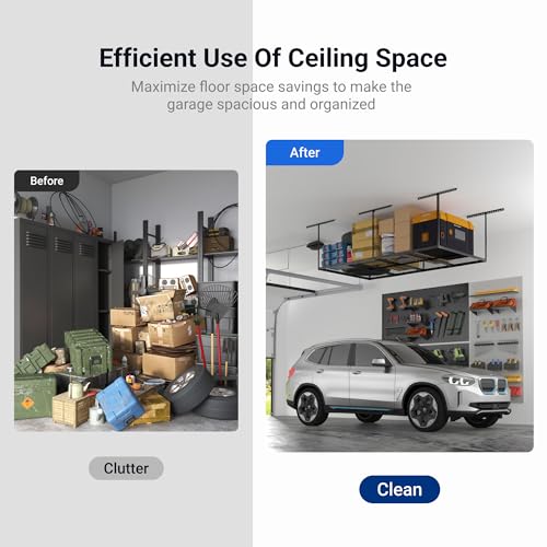 FLEXIMOUNTS 4x8 Overhead Garage Ceiling Storage Rack, 2 Pack, Hammertone - color: Hammertone, size: 4x8 ft