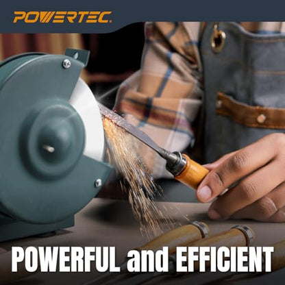 POWERTEC Bench Grinder Wheel 8 Inch 100 Grit, White Aluminum Oxide Grinding Wheel for Bench Pedestal Grinder, 1" Thick 5/8" Arbor, Sharpening & Shaping Drill Bits, Blade, and Chisel 1PK (15513) - size: 100 Grit, 1PK