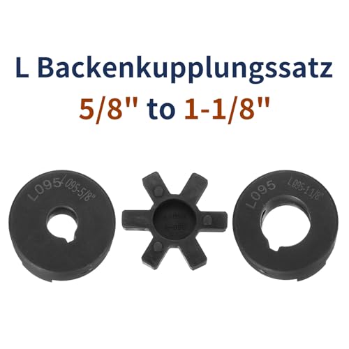 uxcell 5/8" to 1-1/8" L095 Flexible 3-Piece L-Jaw Coupling Coupler Set & Buna-N NBR Rubber Spider for Log Splitter Hybrid Equipment - size: 5/8 " to 1-1/8"