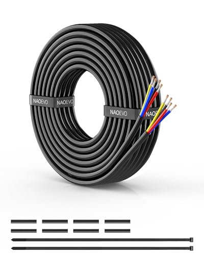 NAOEVO 18 Gauge Wire 4 Conductor, 18 Gauge Automotive Wire 12V Cable, 15FT - size: 15ft, style: 4C-18AWG