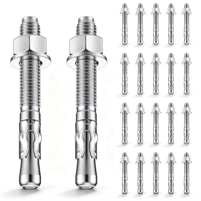 Moxweyeni 20 Pcs 1/2" X 4-1/2" Zinc Plated Wedge Anchors for Concrete - size: 1/2" X 4-1/2"