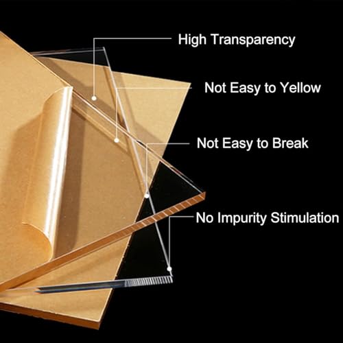 Fielect Clear Acrylic Sheet 16.54" x 11.69" Cast Plexiglass Sheet 0.20" Thick (5mm) Transparent Board Panel with Protective Paper for Home Decor, Craft, Picture Frame, Signs, DIY Display Projects - size: 5mm/0.2" Thick