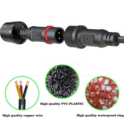 Waterproof Connectors 2 Wire,18AWG Male Female Plug LED Connector with 2Pin Waterproof Connectors,IP68 20CM Extension Cable for Car, Truck, Boat,LED Strip Lights,(4Pairs) - size: 18AWG 2pin waterproof connector