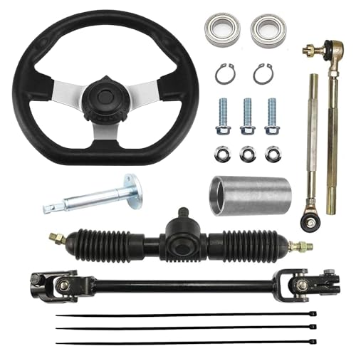 PRO BAT 270mm/10.6'' 125cc Go Kart Steering Wheel Kit - size: 10.6'' Steering Wheel 12.6'' Gear Rack Pinion Kit