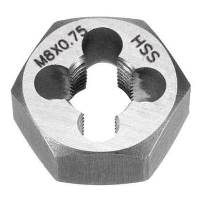 HARFINGTON Hex Threading Die M8 x 0.75 Metric Thread Right Hand High Speed Steel Rethreading Fixed Die Screw Cutting Tapping Repair Tool - size: M8 x 0.75