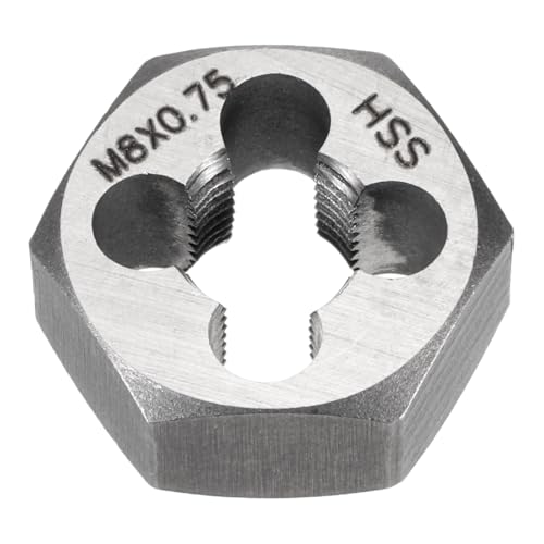 HARFINGTON Hex Threading Die M8 x 0.75 Metric Thread Right Hand High Speed Steel Rethreading Fixed Die Screw Cutting Tapping Repair Tool - size: M8 x 0.75