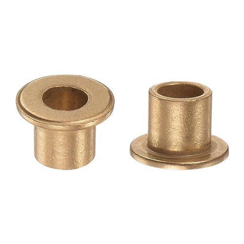 HARFINGTON 2pcs Flange Bearing Sleeve 10mmBore,14mmOD,15mm L,Bronze Bushing - size: 10mm x 14mm x 15mm