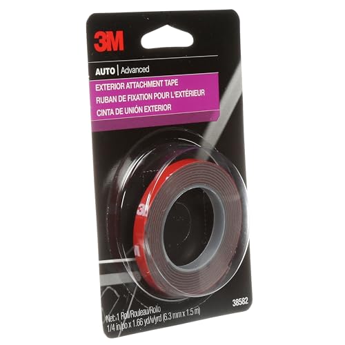 3M Auto Exterior Attachment Tape, 1/4 in x 5 ft, Heavy Duty Double-Sided Automotive Tape for Car Trim, Moldings, Emblems, and Badges (38582) - size: 1/4 in. x 5 ft.
