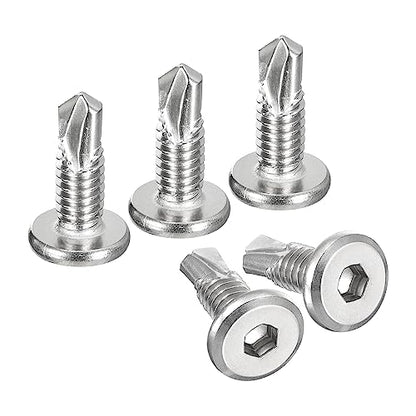 uxcell Hex Socket Self Tapping Screws, 1/4 x 3/4 410 Stainless Steel Sheet Metal Flat Head Drilling Screw 100pcs, Silver - color: Silver, size: 1/4 x 3/4"