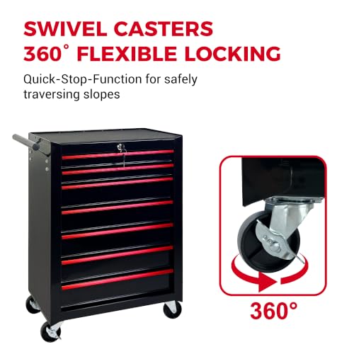 7 Drawers Rolling Tool Chest with Drawers & Lock - color: 7-drawer-black-a