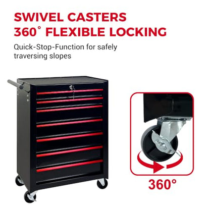 7 Drawers Rolling Tool Chest with Drawers & Lock - color: 7-drawer-black-a