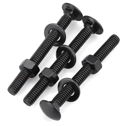 10 Sets 5/16-18 x 3" Carriage Bolts and Nuts & Flat Washers, 304 Stainless Steel 18-8, Black Coated, Heavy Duty Bolts for Home & Machinery Assembly & Repair, Automobile, by RoyceMart - size: 5/16-18 x 3"