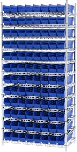 Akro-Mils 30128 Heavy Duty Plastic Shelf Bins, 18"x 4"x 4", Blue, 12-Pack - color: Blue