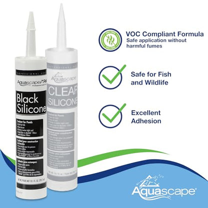Aquascape Black Silicone Sealant – Fish-Safe Waterproof Silicone for Ponds, Aquariums, Terrariums, and Home Repairs, 4.7 oz Tube, 22010 - color: Black, size: 4.7-ounce / Black