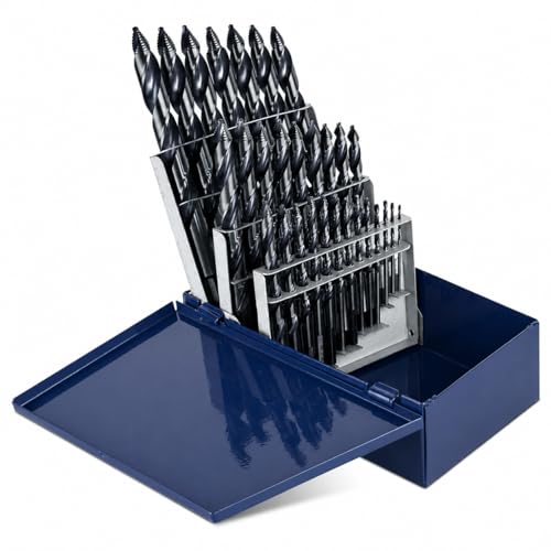 Steel Vision 29pc Hyper-Step M35 Cobalt Drill Bit Set, AlTiN Coated, 1/16" to 1/2" by 64ths, Split Point Metal Drill Bits for Stainless Steel, Hardened Steel, Cast Iron - style: 29 pc Stepped Drill