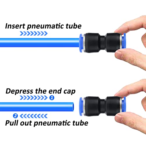 12mm OD 8mm ID Polyurethane PU Air Hose Pipe Tube Kit, 100ft/30M High Flexibility Air Line Tubing and Push to Connect Fittings for Air Line or Fluid Transfer - size: 12mm OD - 100ft/30m