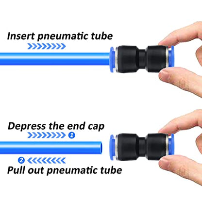12mm OD 8mm ID Polyurethane PU Air Hose Pipe Tube Kit, 100ft/30M High Flexibility Air Line Tubing and Push to Connect Fittings for Air Line or Fluid Transfer - size: 12mm OD - 100ft/30m