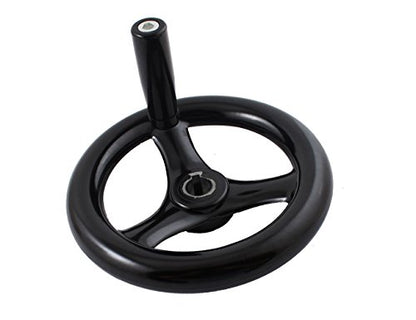 3 Spoked 6.3 inch Hand Wheel with Revolving Handle for Milling Machine Industrial Lathe,16mm Hole Diameter - size: 160mm Dia.