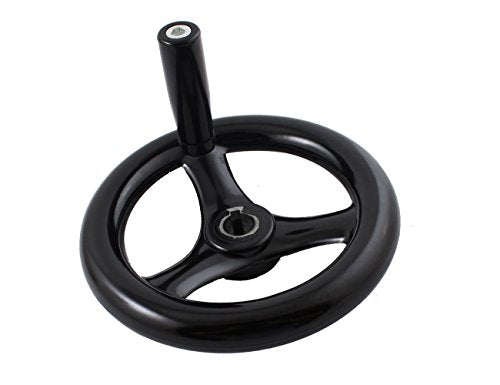 3 Spoked 6.3 inch Hand Wheel with Revolving Handle for Milling Machine Industrial Lathe,16mm Hole Diameter - size: 160mm Dia.
