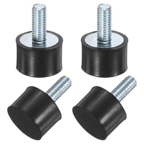 M METERXITY 4-Pack Rubber Mounts D15mmxH10mm Male Vibration Isolators Cylindrical Shock Absorber W M5 x 12mm Studs for Air Compressor/Car/Pump/Boat/Garage Motor/Bobbins Rubber Isolators - size: M5 x 12mm, 15mm x 10mm