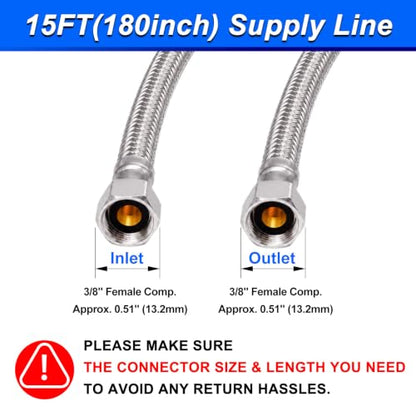 Dishwasher Water Supply Line - 15FT Foodgrade PEX Inner Hose with 3/8" End - size: 15 ft