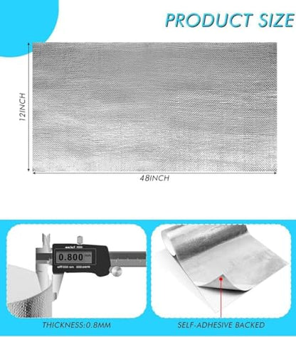 Heat Shield Adhesive Backed Heat Shield Heat Shield Material Heat Shield Automotive Heat Shield Mat Automotive Heat Shield Heat Shield Wrap,Fiberglass Thermal Insulation (12'' X 48’') - color: Silver, size: 12'' X 48’'